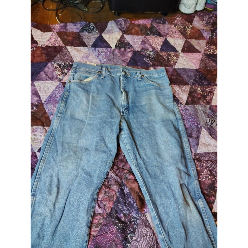 Vintage Y2K Wrangler Jeans Mens‎ 34x33 Blue Premium Cowboy Cut 13MWZ - Picture 6 of 10